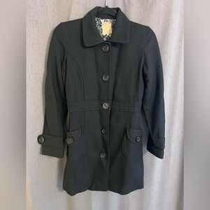 Black Long Pea Coat Juniors size Small “Brand Unknown”